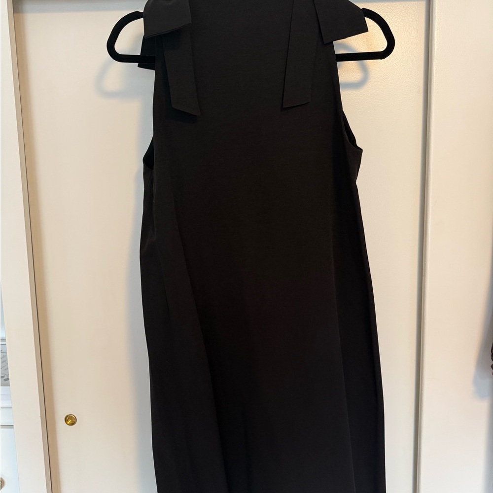 Chic Black Midi Dress with Bow Accents